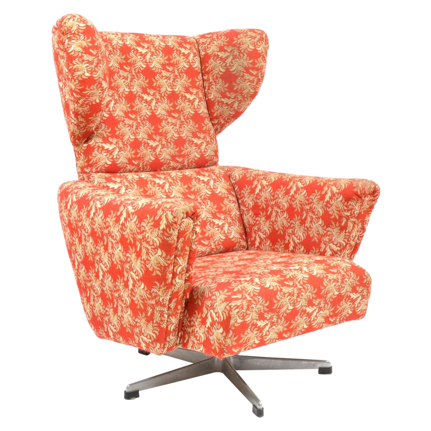 Vintage Czech Wing Chair on Rotary Leg by UP Závody, 1970s For Sale