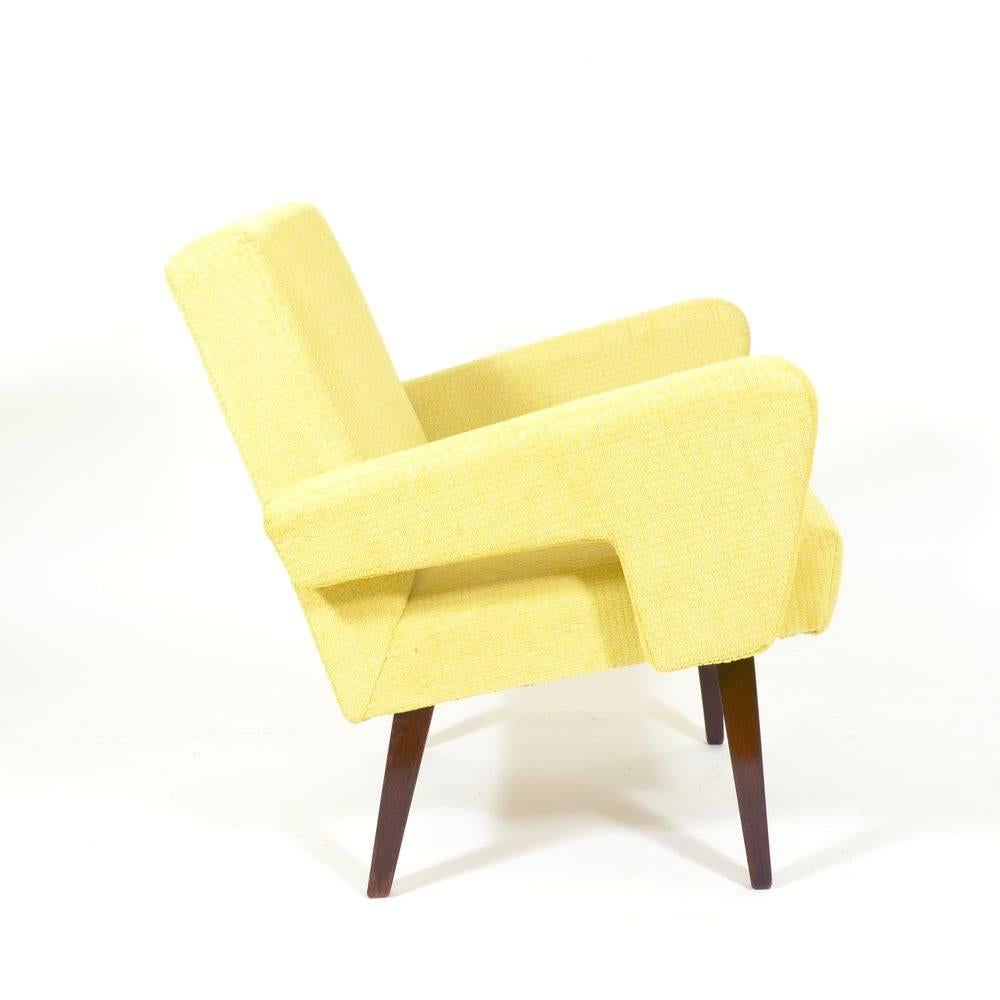 Mid-Century Modern Vintage Czech Yellow Lounge Chair