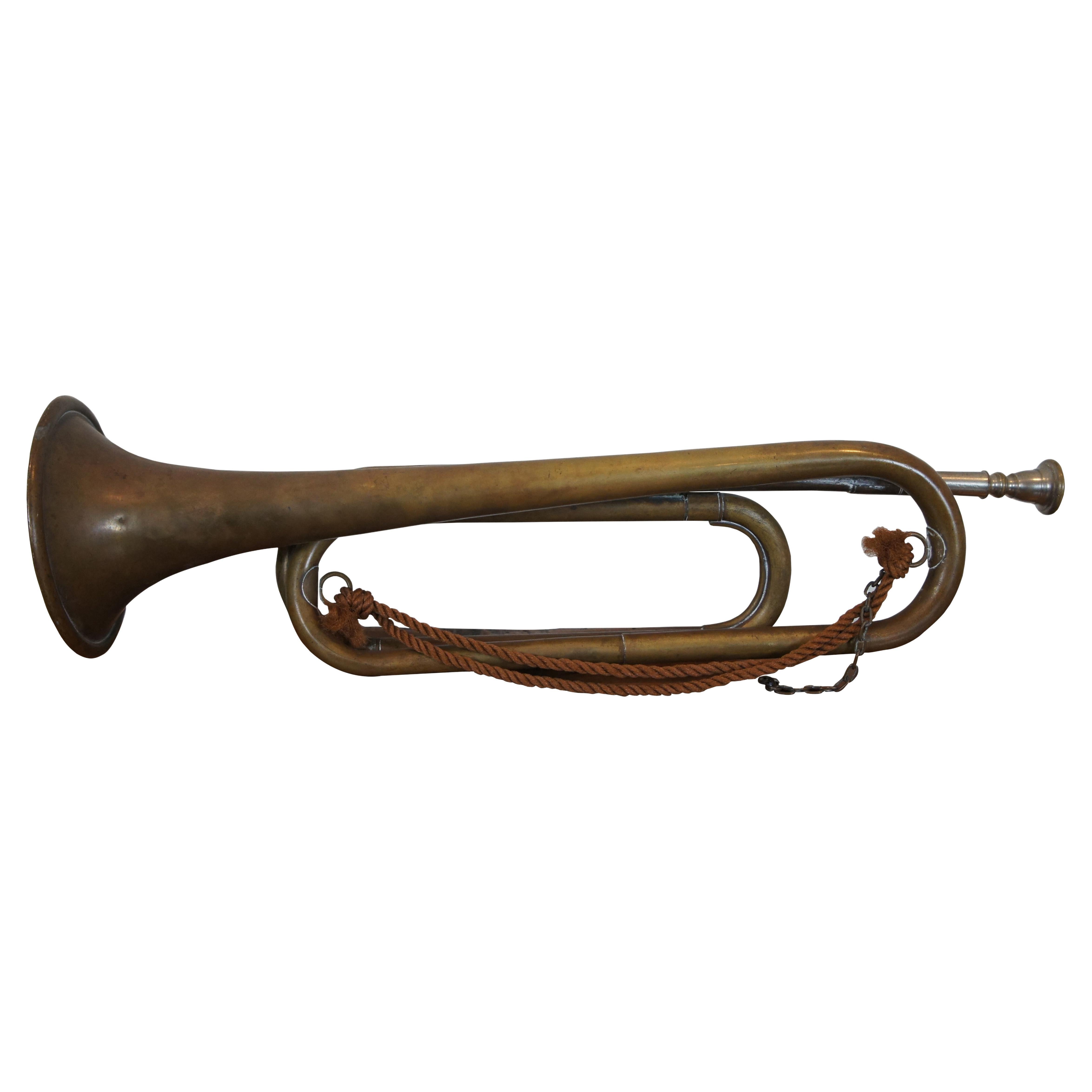 Vintage Czechoslovakian Brass Army Military Boy Scout Bugle Trumpet Horn For Sale