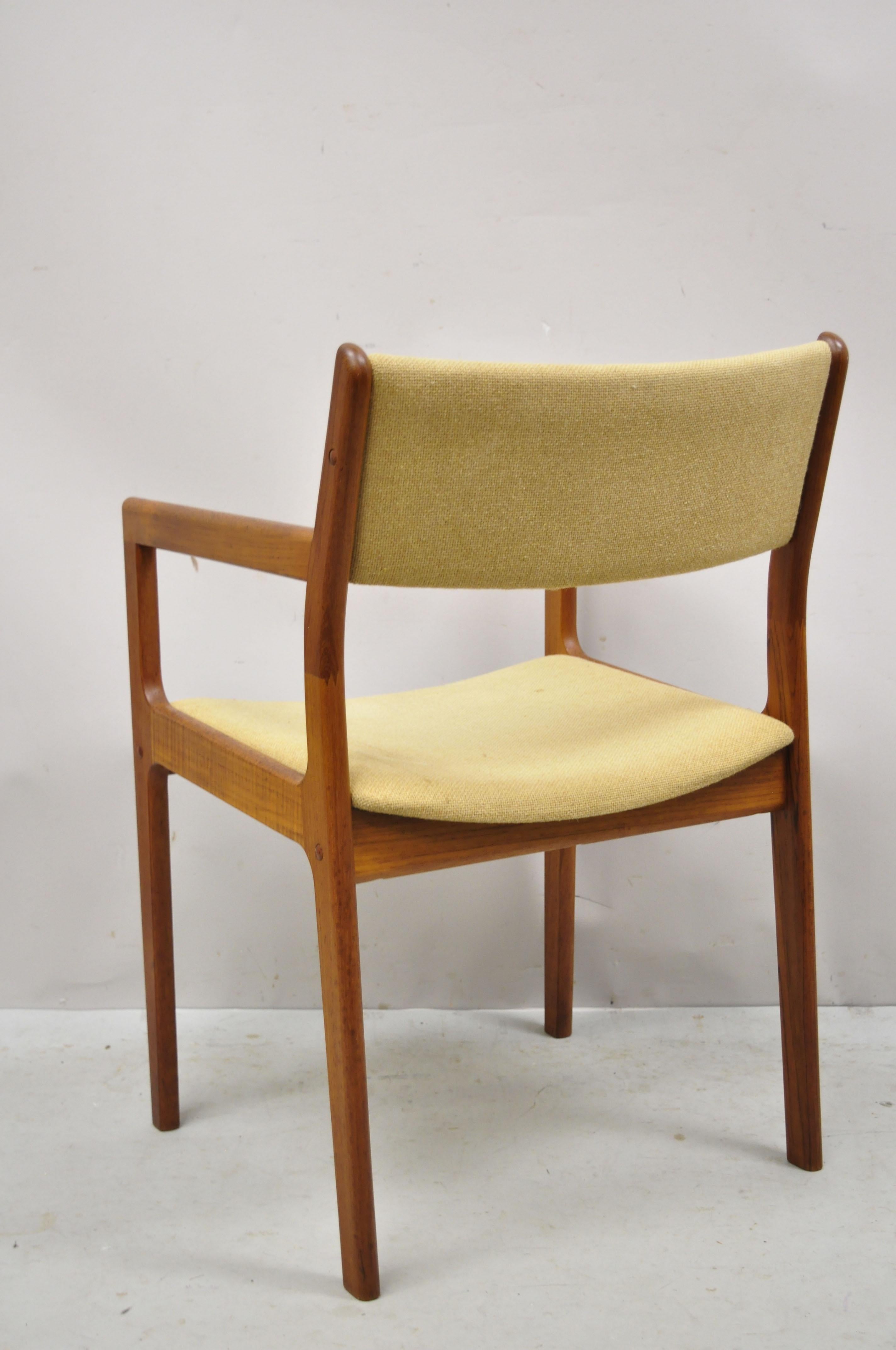 20th Century Vintage D-Scan Mid Century Modern Danish Teak Wood Dining Arm Chair