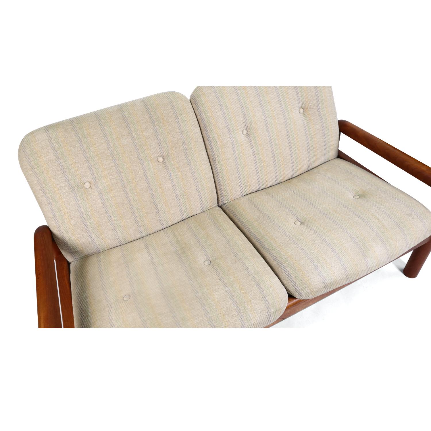 Scandinavian Modern Vintage D-Scan Solid Teak Danish Modern Sofa Loveseat Couch