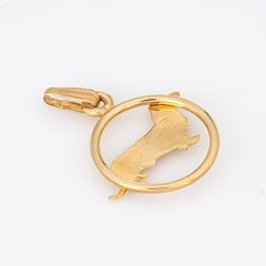 Vintage Dachshund Charm Weiner Sausage Dog Pendant 14k Yellow Gold Animal