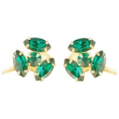 Vintage Dainty Emerald Rhinestone Earrings by Coro, 1950s