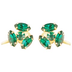 Vintage Dainty Emerald Rhinestone Earrings by Coro, 1950s