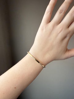 Vintage Dainty Gold Diamond Bangle Bracelet 14K Yellow Gold