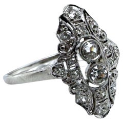 Vintage Dainty Old European Cut Diamond Cocktail Ring Oro bianco 18 carati