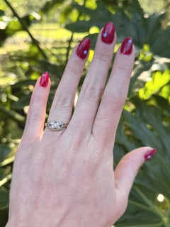 Vintage Dainty Old Mine Cut Diamond X Design Ring 14K Yellow Gold