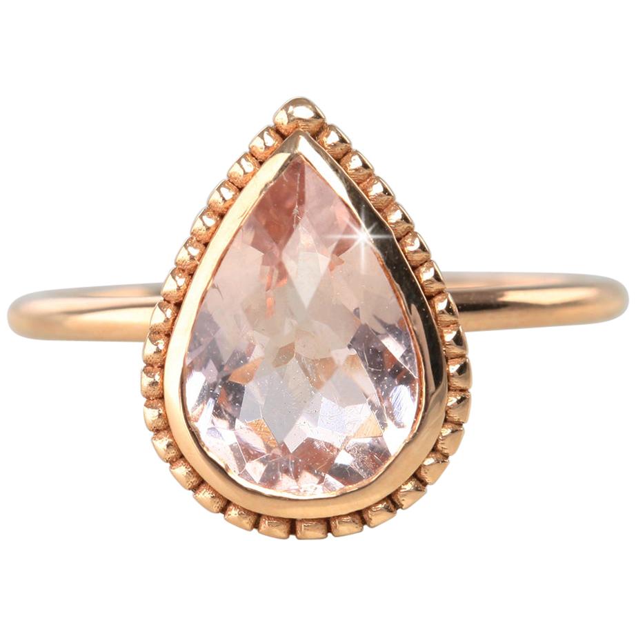 Vintage Dainty Pear Shape Morganite Ring