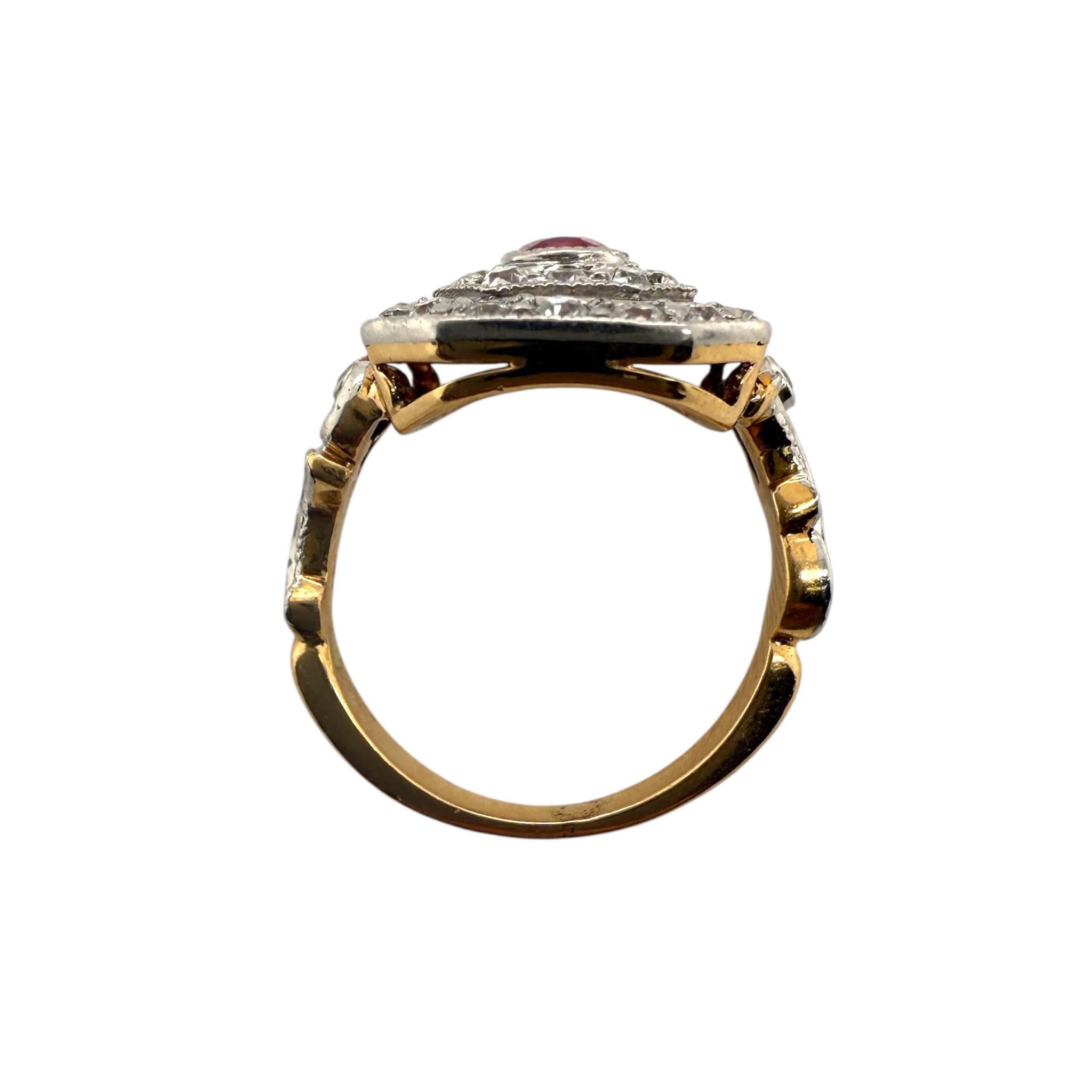 Anello da mignolo in rubino e diamanti vintage in vendita 4