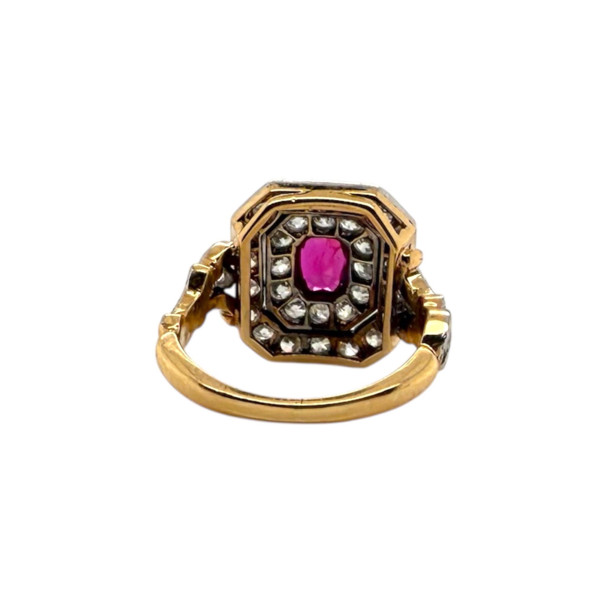 Anello da mignolo in rubino e diamanti vintage in vendita 5