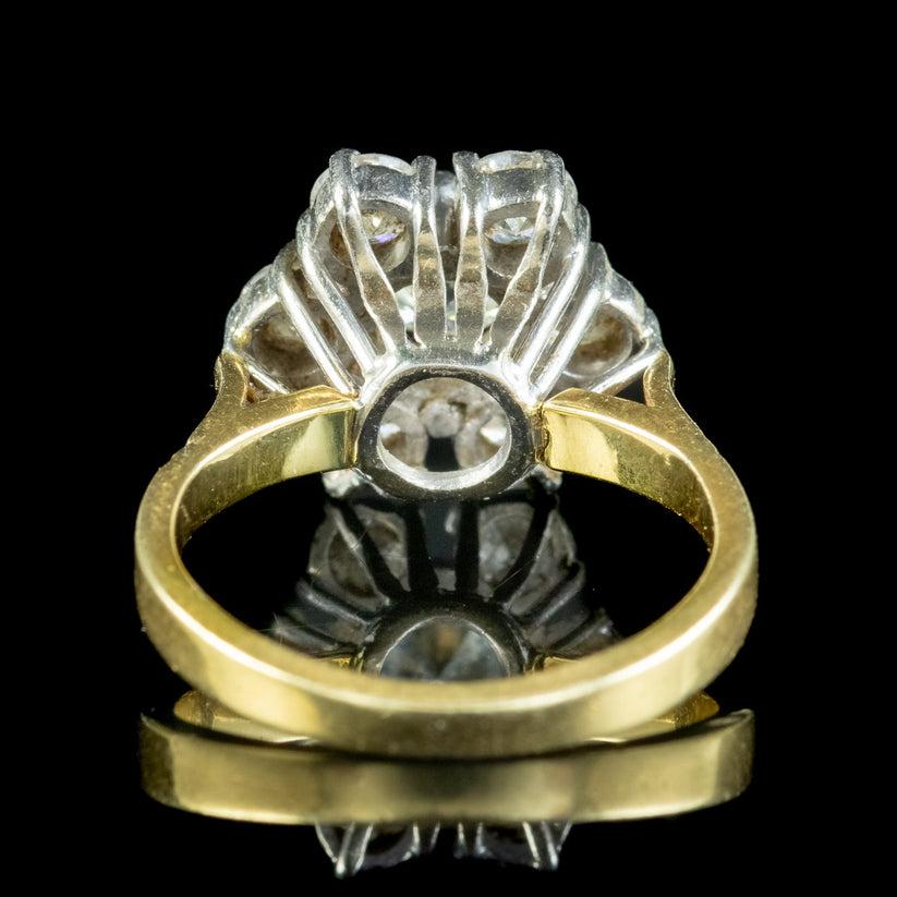 Vintage Daisy Cluster Diamond Ring in 18ct Yellow and White Gold, 1981 In Good Condition For Sale In Kendal, GB