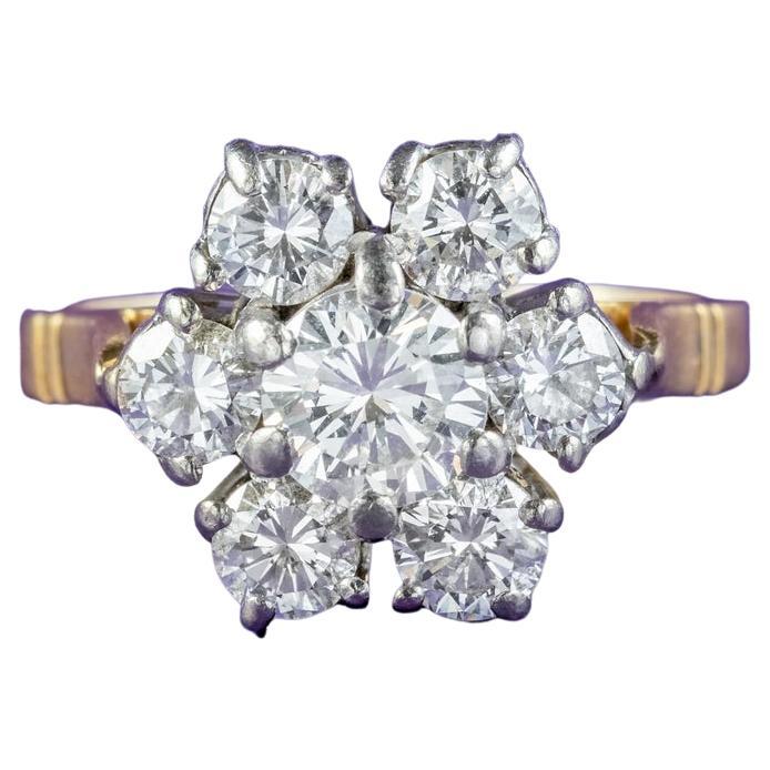 Vintage Daisy Cluster Diamond Ring in 18ct Yellow and White Gold, 1981