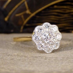 Vintage Daisy Diamond Bezel Set Cluster Ring in 18ct Yellow and White Gold