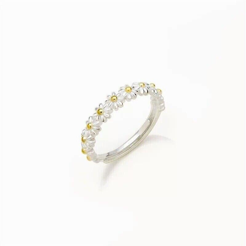 Women's or Men's Vintage Daisy Flower Open Ring For Women Korean Style 925 Silver Sunflower Rings For Sale