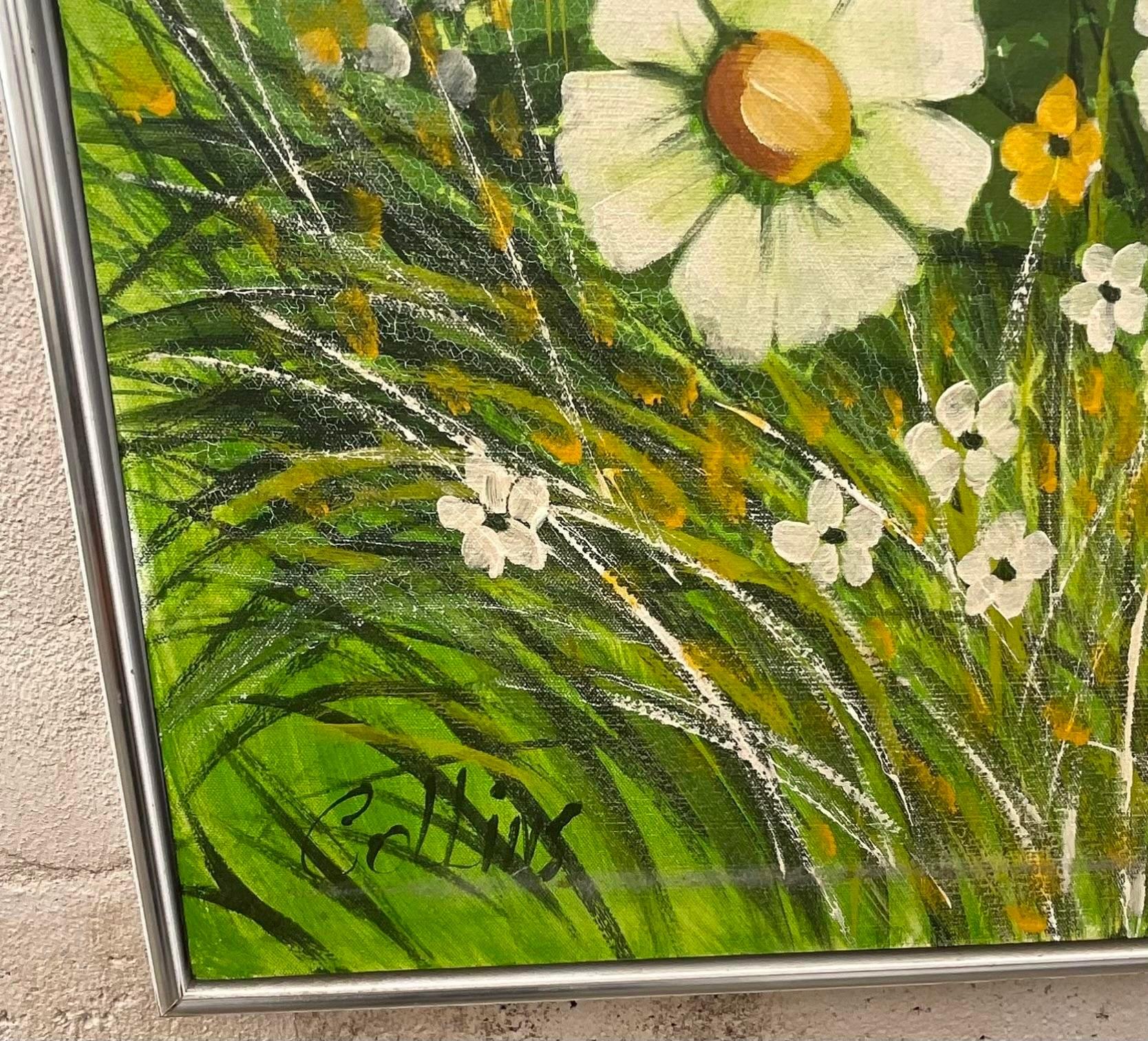 North American Vintage Daisy Painting- Signed For Sale