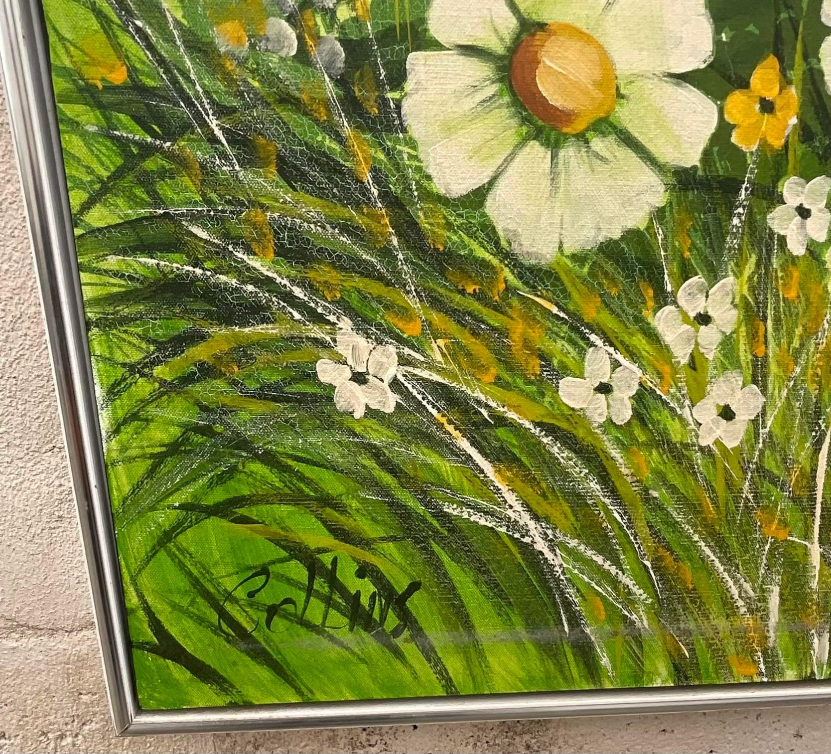 Nord-américain Peinture vintage de marguerite - Signée en vente