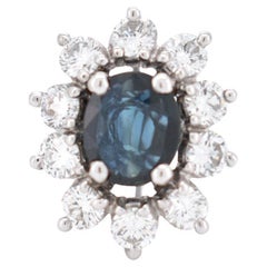 Vintage Daisy Ring in 18-Carat Gold, Natural Sapphire & Diamonds