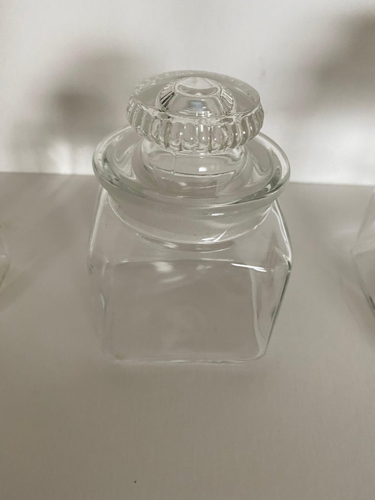 Vintage Dakota Square Drugstore Apothecary Ground Glass Jars with Lids