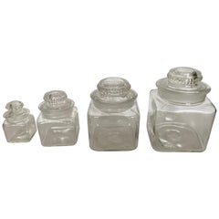 Tarros de vidrio esmerilado Dakota Vintage cuadrados de farmacia con tapa