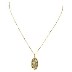 Vintage Damascene Oval Necklace