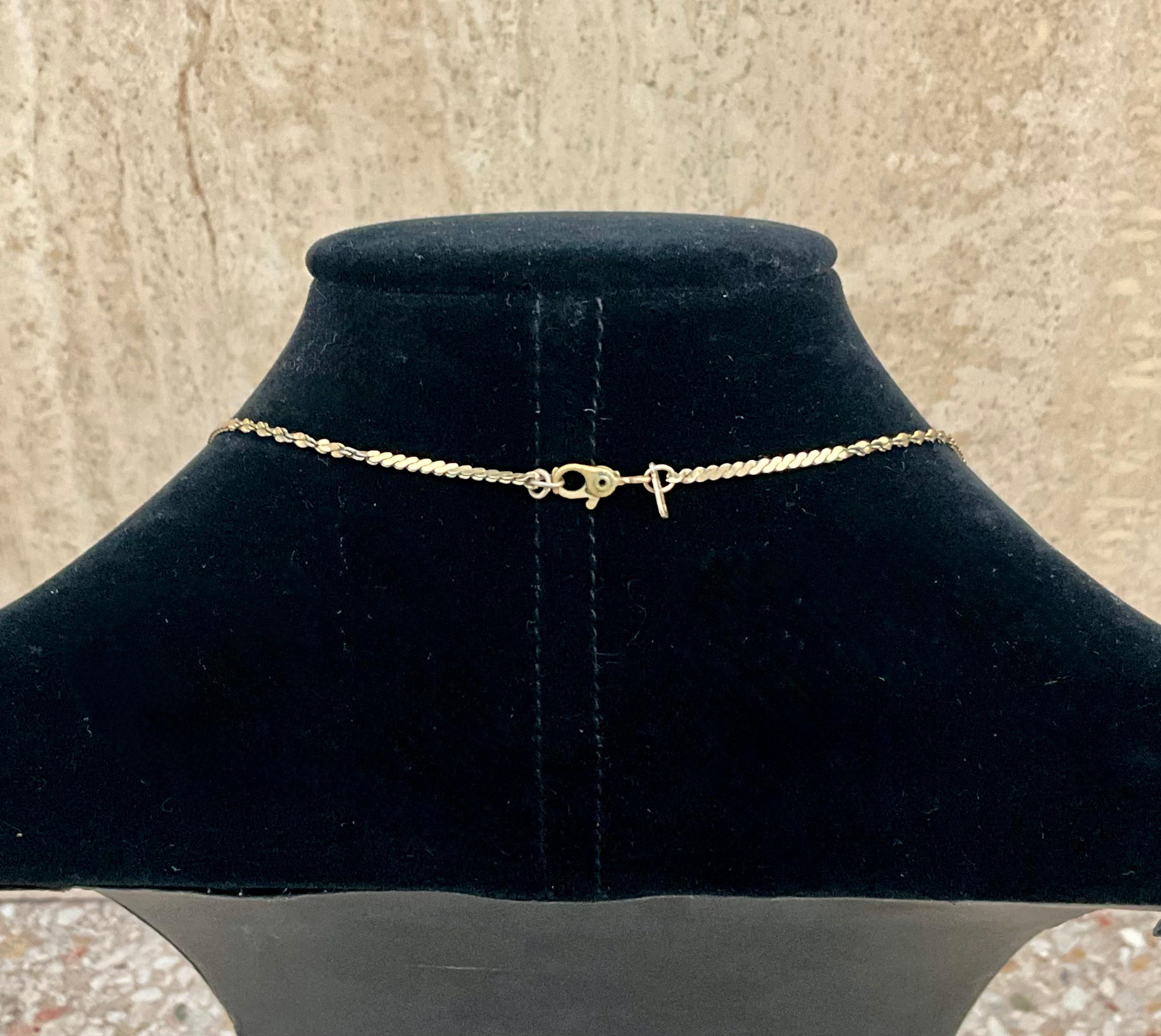 Women's or Men's Vintage Damascene Oval Necklace For Sale
