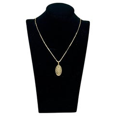 Vintage Damascene Oval Necklace