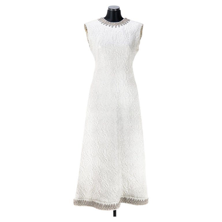 Vintage damask white Dress For Sale at 1stDibs