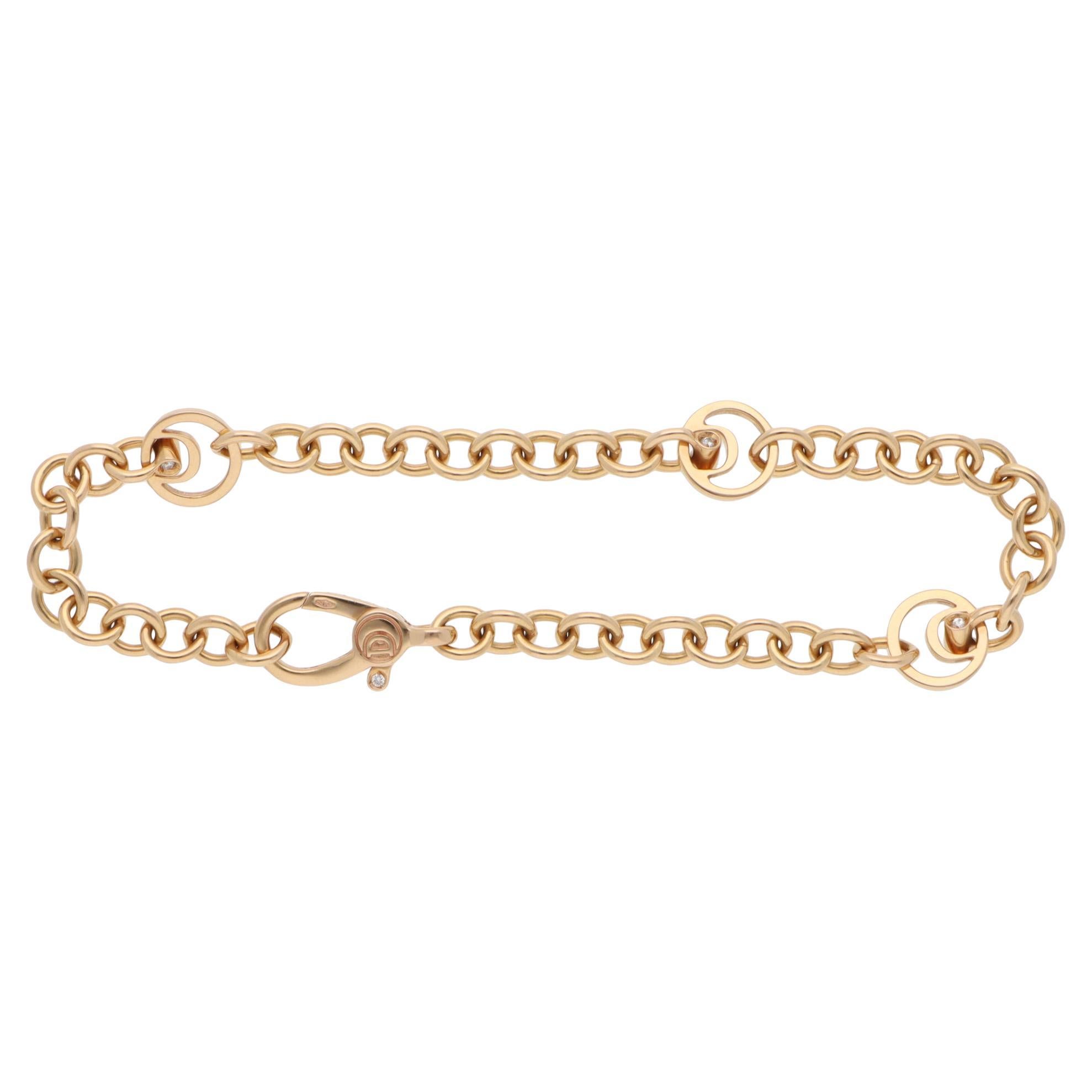 Vintage Damiani Diamond Set Chain Bracelet en or rose
