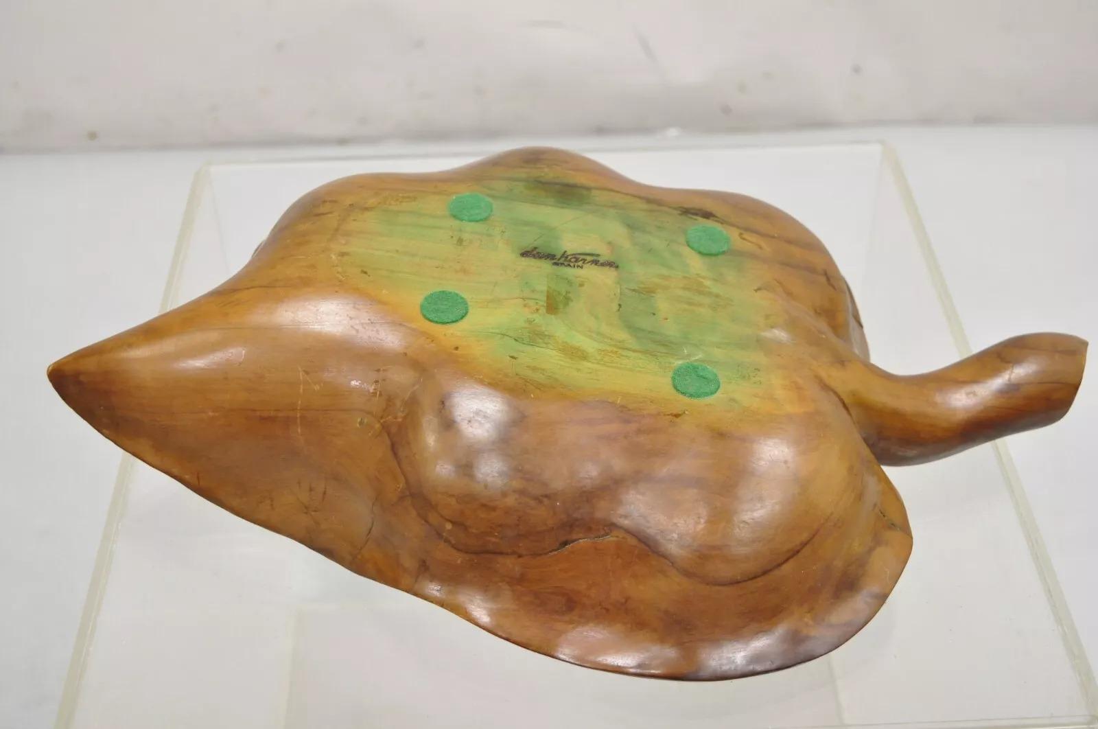 Vintage Dan Karner Mid Century Modern Hand Carved Wood Leaf Centerpiece Bowl For Sale 2