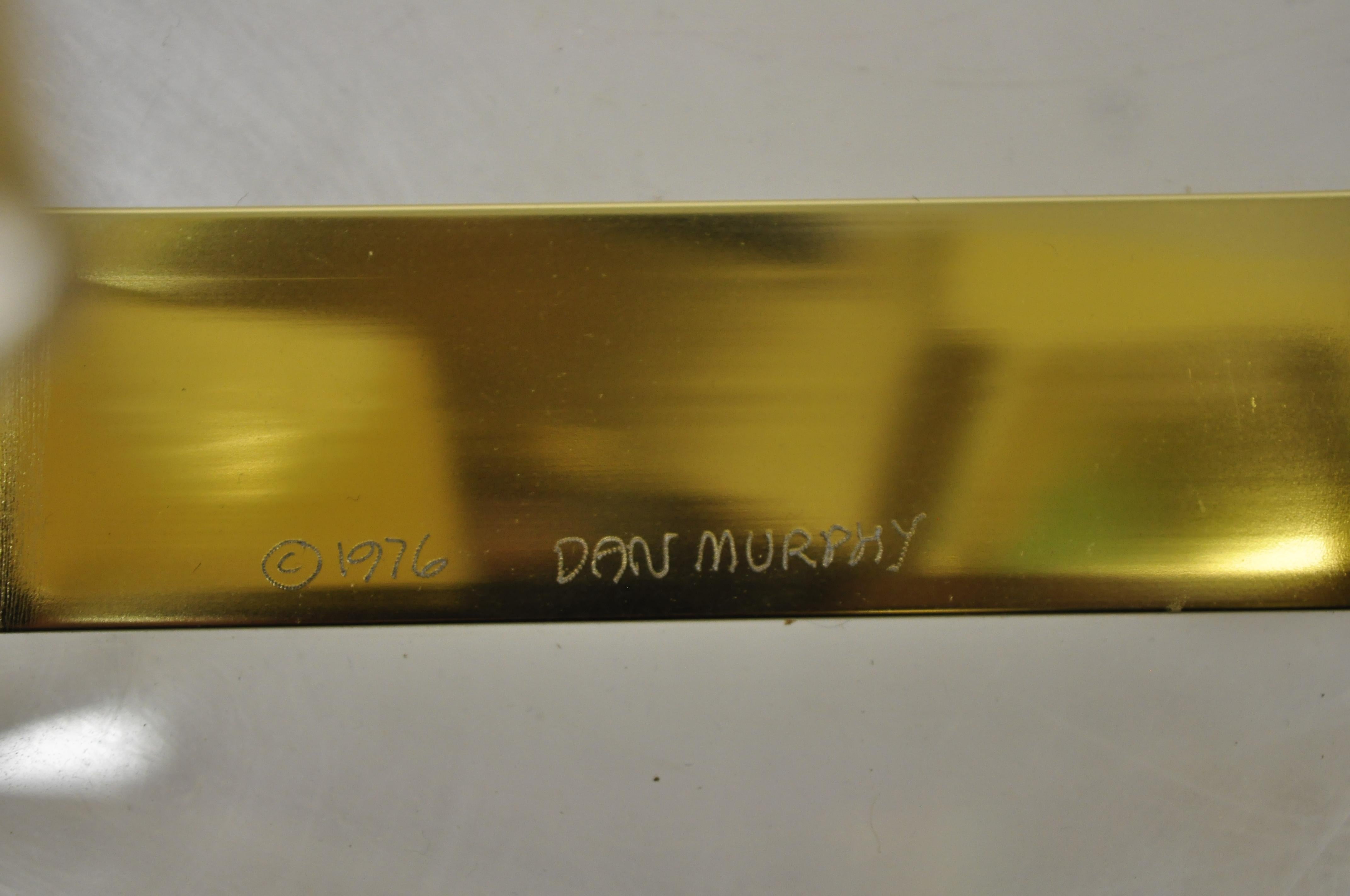 Vintage Dan Murphy 1976 Brass Ribbon Abstract Sculpture on Lucite Base, Signed In Good Condition For Sale In Philadelphia, PA
