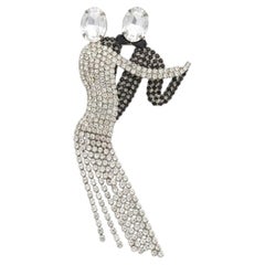 Vintage Dancing Couple Crystal Statement Brooch