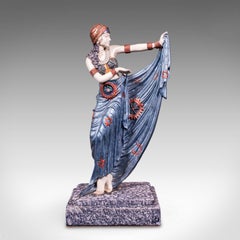 Vintage Dancing Female Figure, Burlesque, Sculpture, Art Deco Revival, Jazz Age