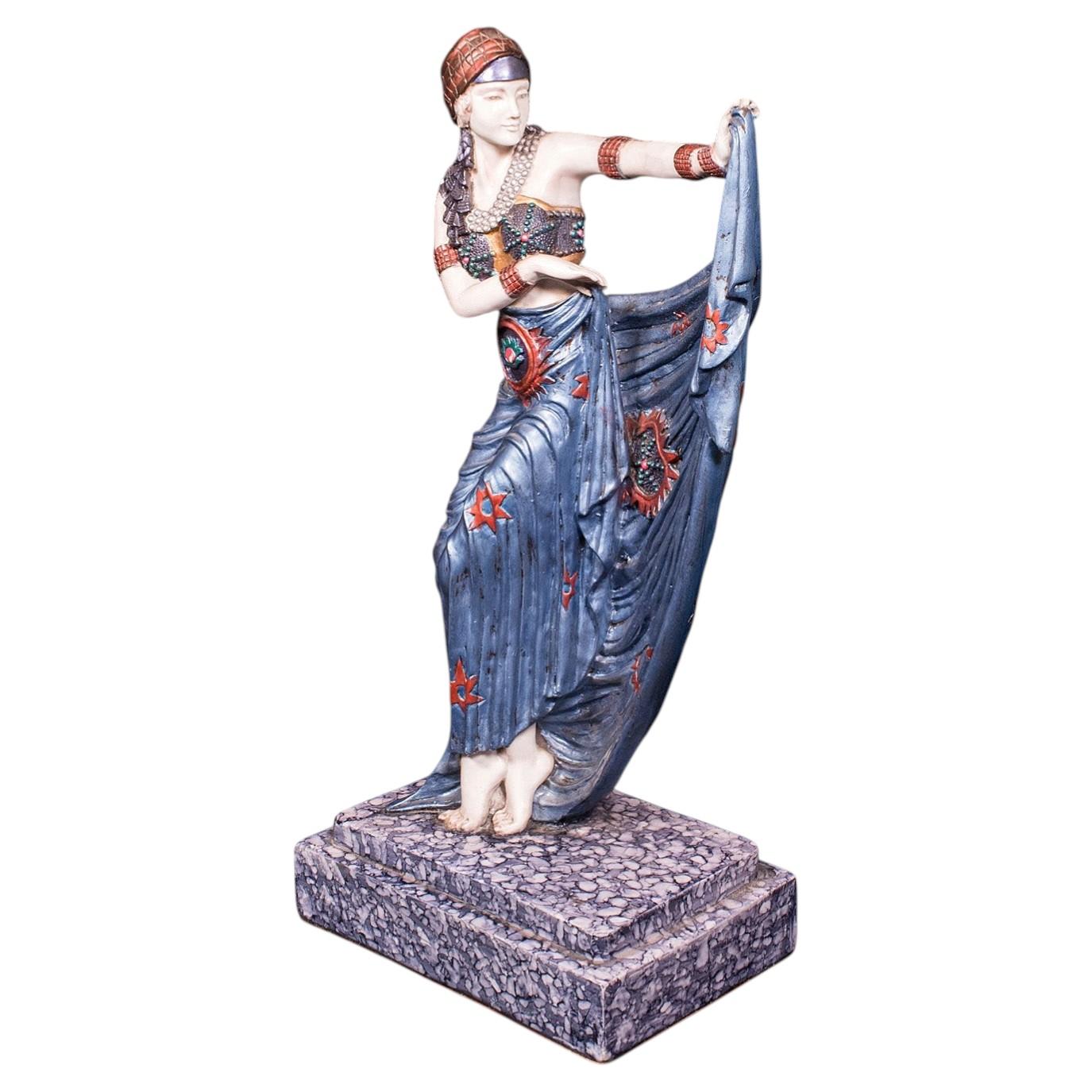 Vintage Dancing Female Figure, Burlesque, Sculpture, Art Deco Revival, Jazz Age