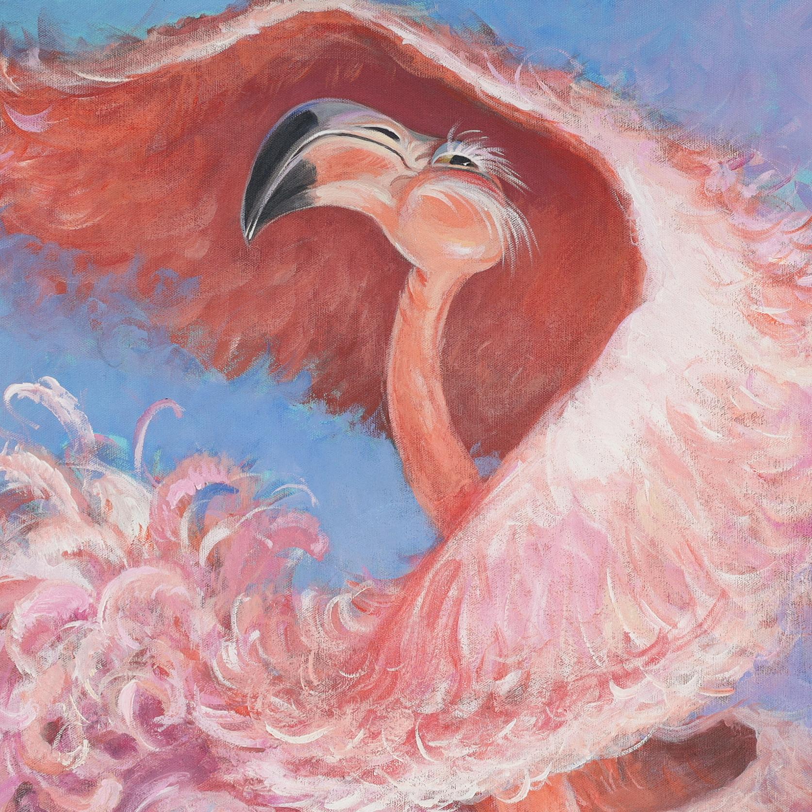 Dancing Flamingo-Gemälde von Dan Poole, Vintage (Moderne der Mitte des Jahrhunderts) im Angebot