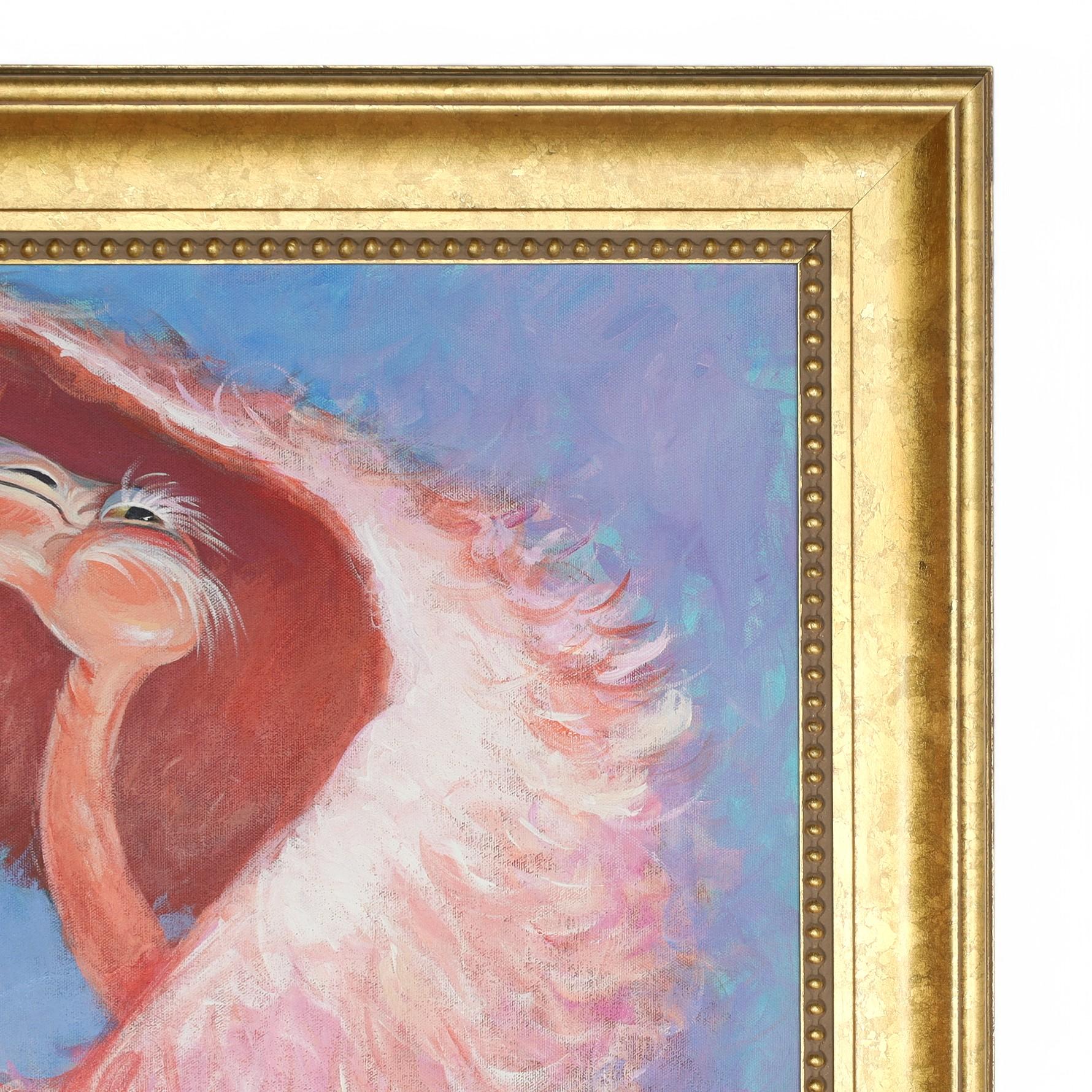 Dancing Flamingo-Gemälde von Dan Poole, Vintage (amerikanisch) im Angebot