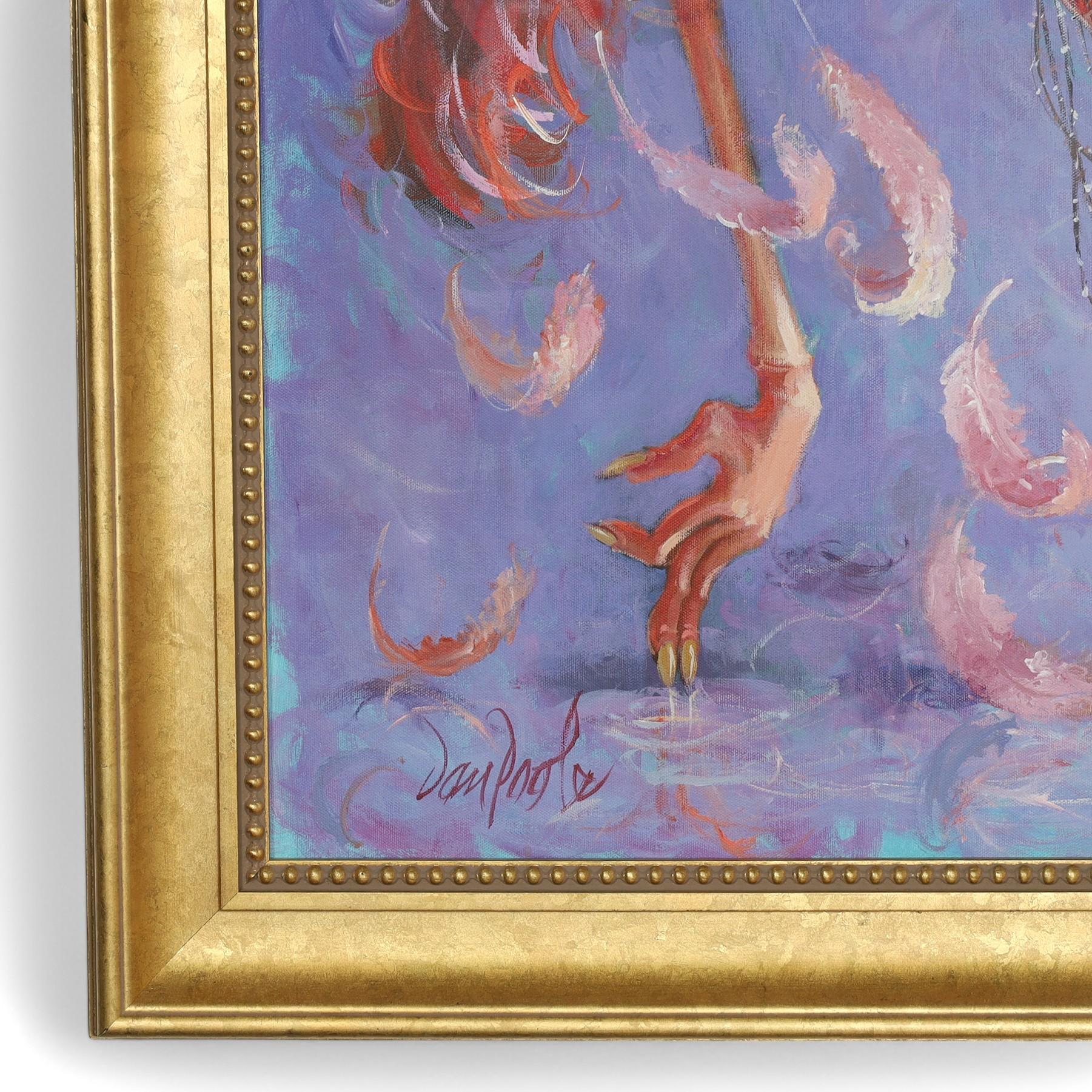 Dancing Flamingo-Gemälde von Dan Poole, Vintage im Zustand „Gut“ im Angebot in Palm Beach, FL