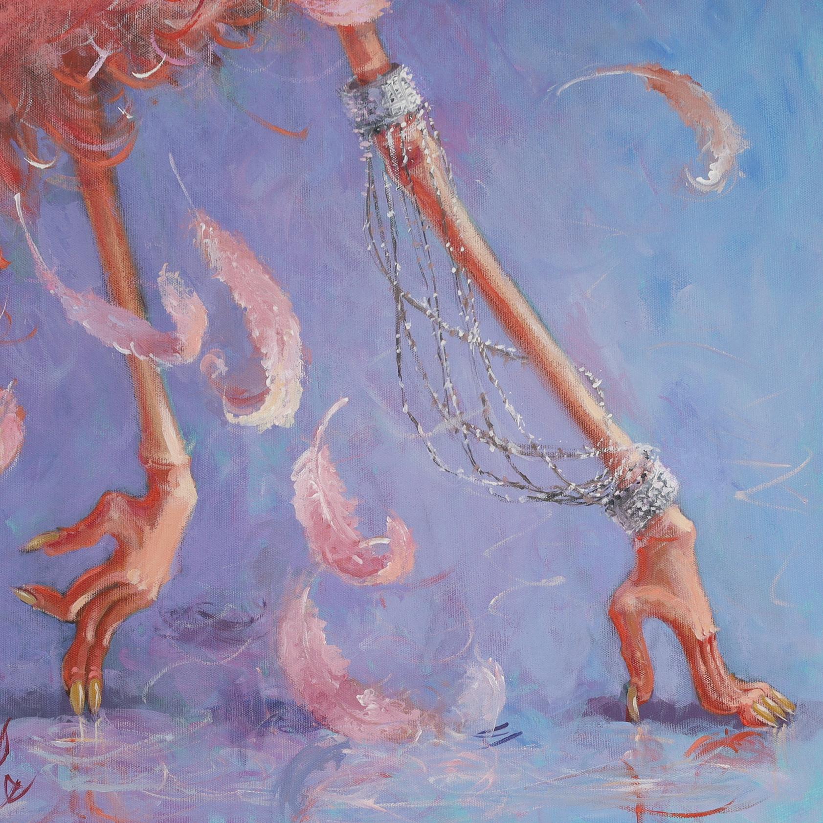 Dancing Flamingo-Gemälde von Dan Poole, Vintage (20. Jahrhundert) im Angebot