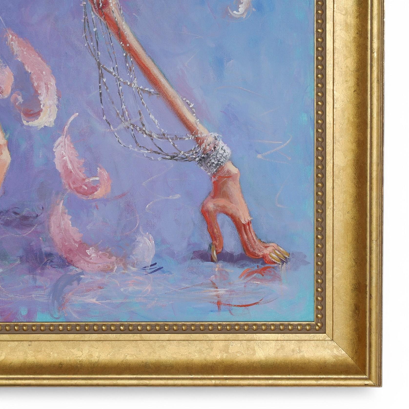 Dancing Flamingo-Gemälde von Dan Poole, Vintage (Leinwand) im Angebot