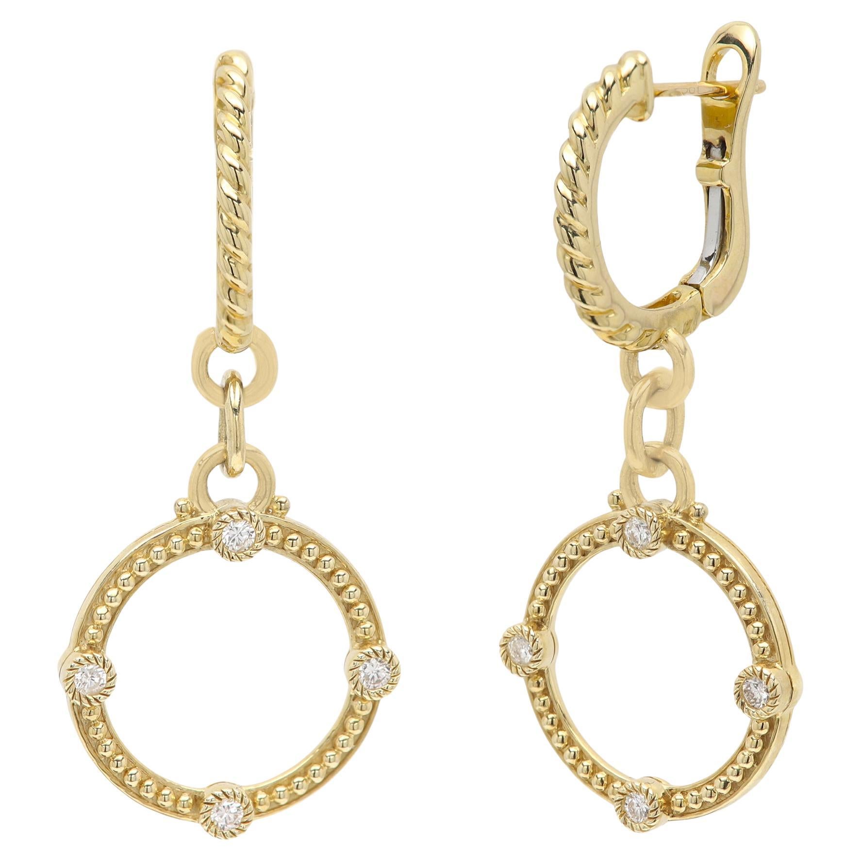 Orecchini vintage con diamanti pendenti in oro giallo 14 carati