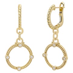 Orecchini vintage con diamanti pendenti in oro giallo 14 carati