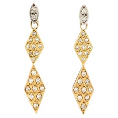 Vintage Dangle Earrings 0.5 ctw Diamonds solid 18K Gold / 3.6 gr