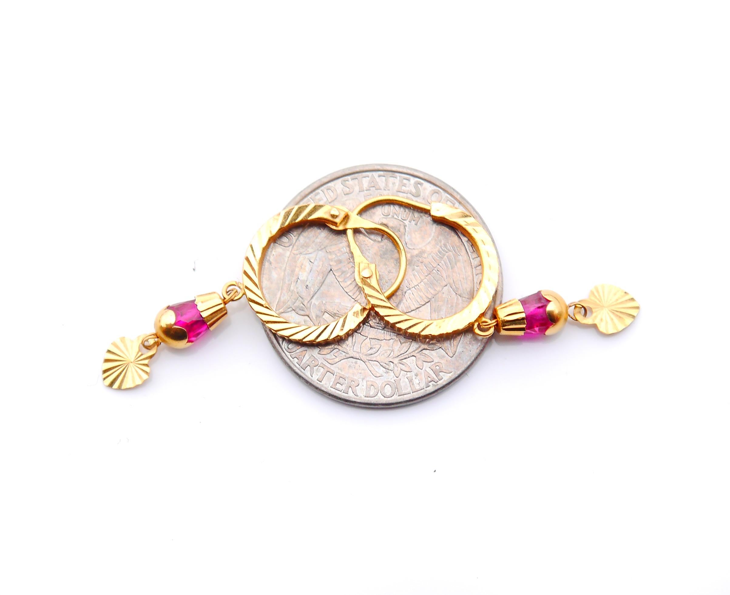 Vintage Ohrhänger Rubin massive 21K Gold / 2,6 g Vintage im Angebot 1