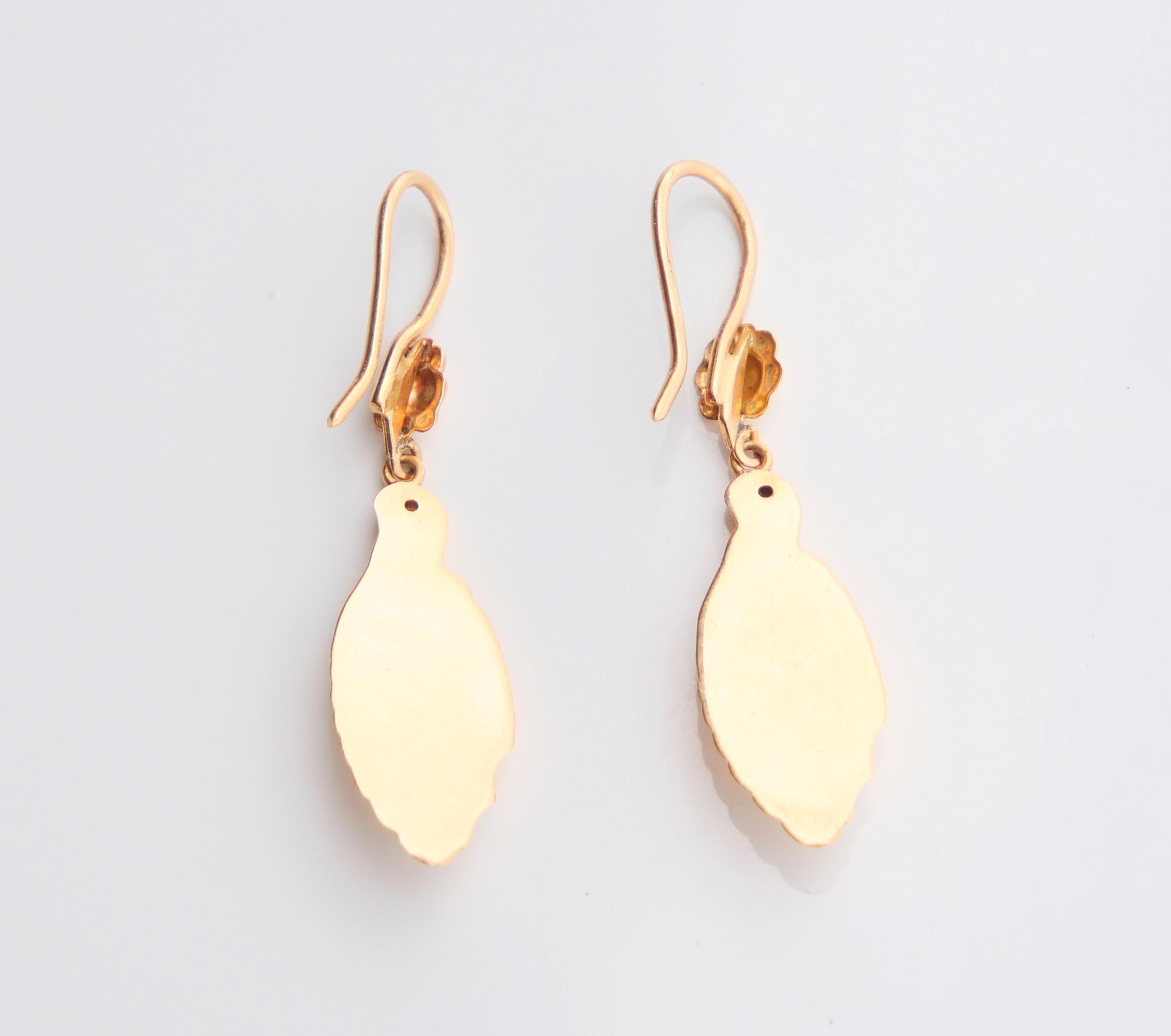Vintage Dangle Earrings solid 18K Gold / 2.78gr For Sale 2
