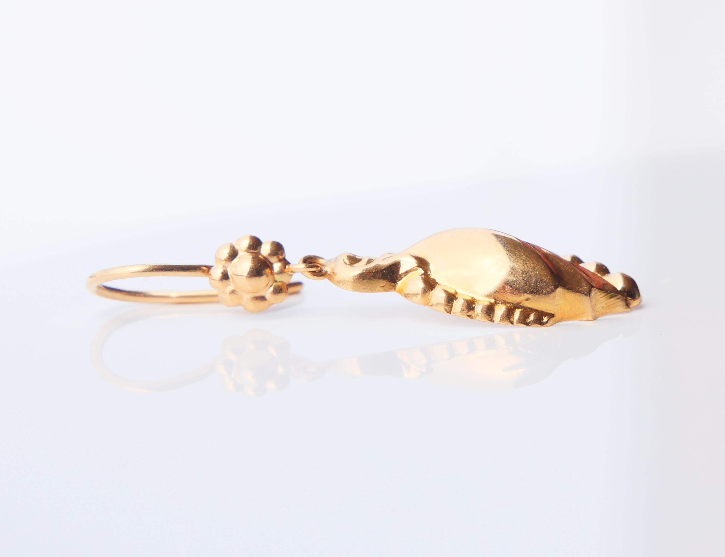 Vintage Dangle Earrings solid 18K Gold / 2.78gr For Sale 3