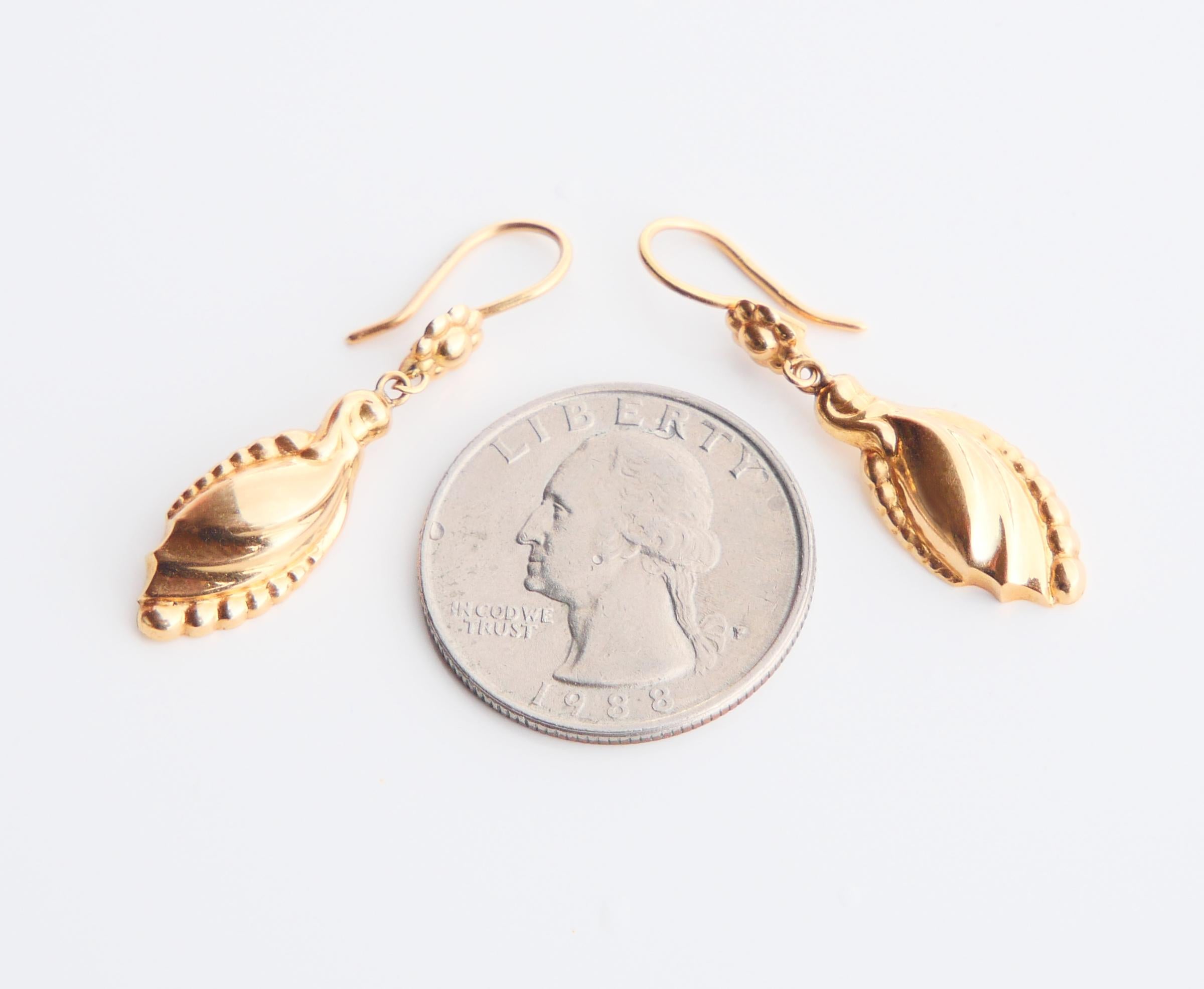 Vintage Dangle Earrings solid 18K Gold / 2.78gr For Sale 4
