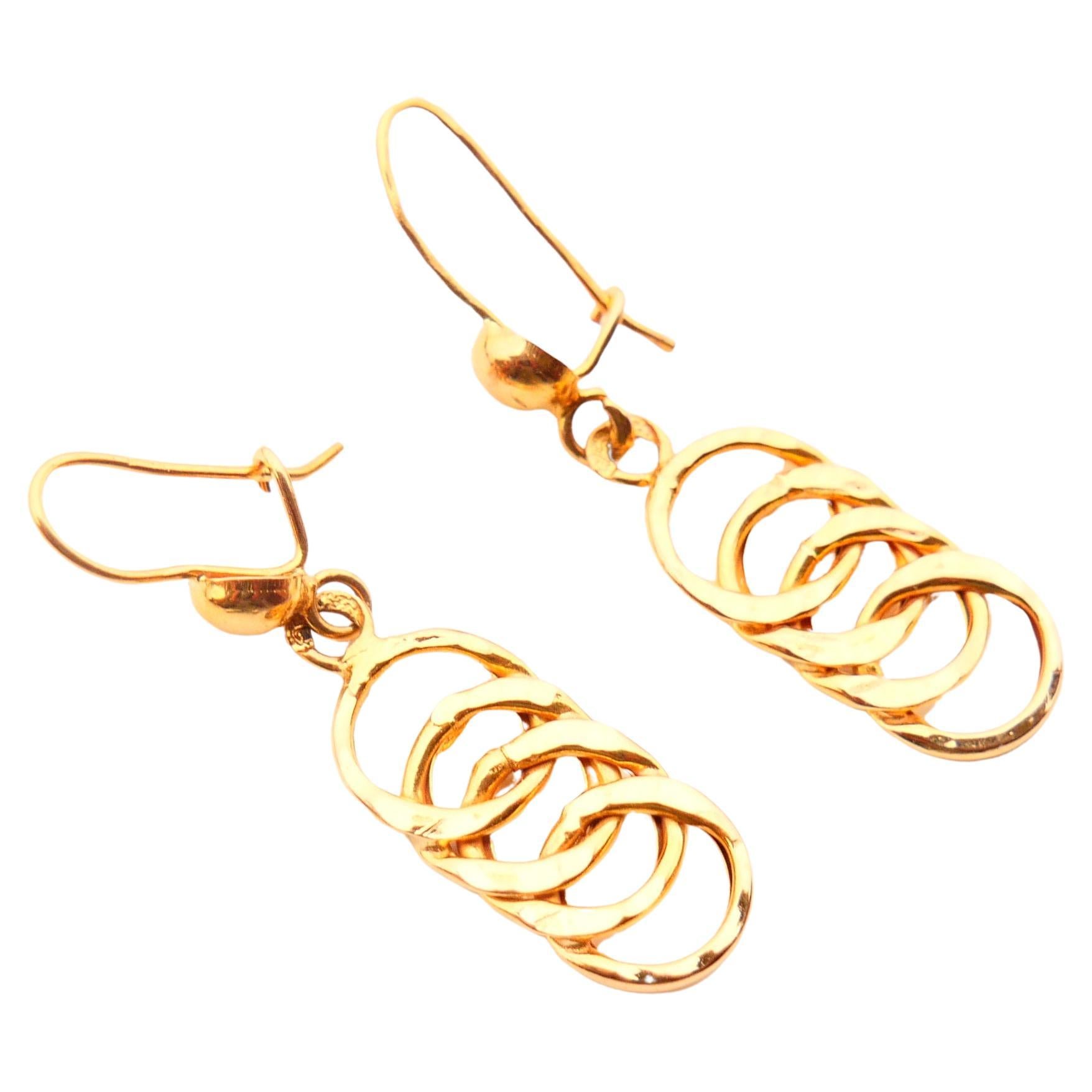 Vintage Dangle Earrings solid 18K Yellow Gold / 2.9 gr For Sale