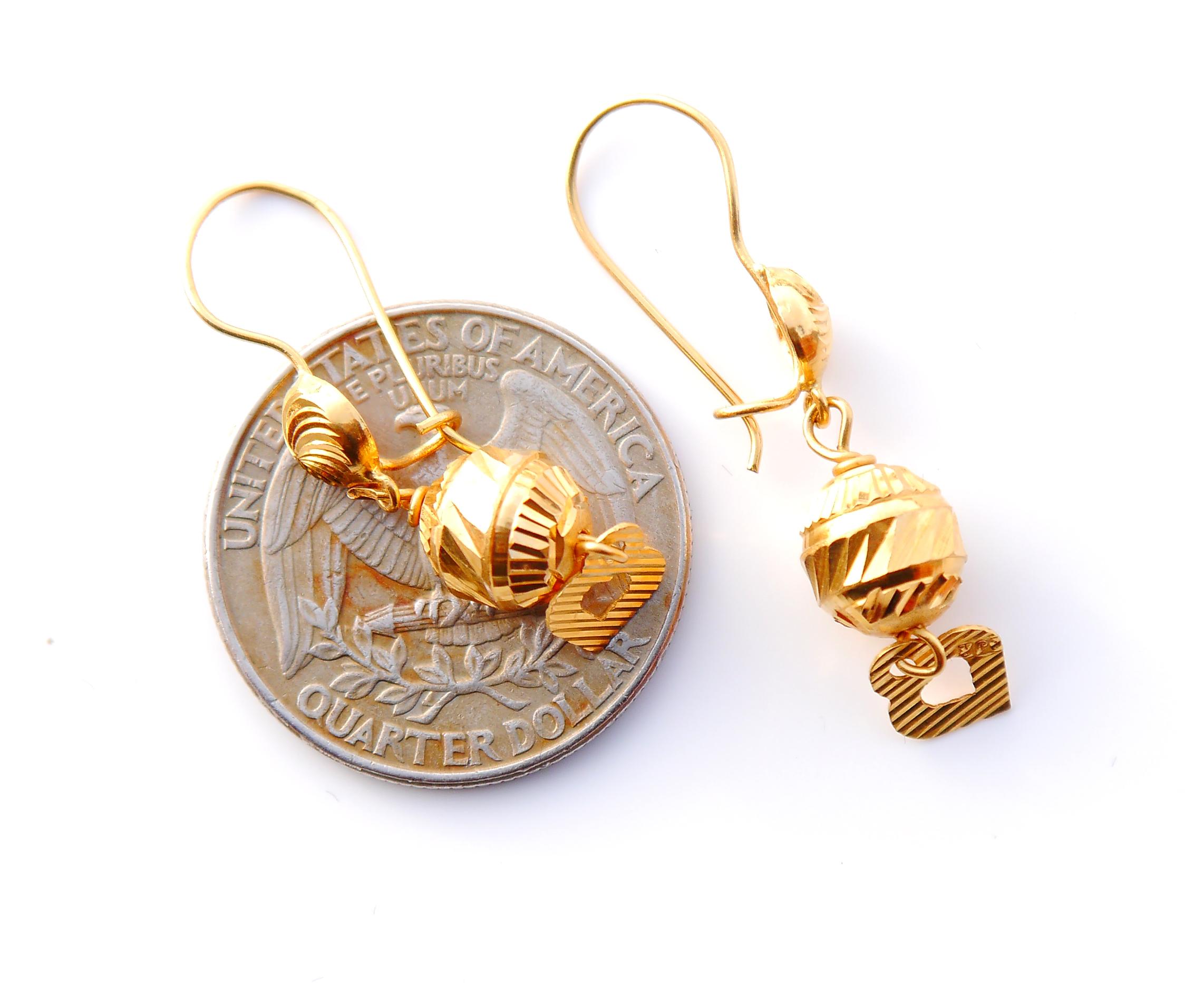 Pendientes Colgantes Vintage Oro 21K macizo /2,6 gr en venta 3