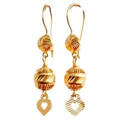 Boucles d'oreilles pendantes vintage en or massif 21 carats 2,6 g