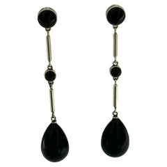 Vintage Dangle Gold Earrings with Onyx