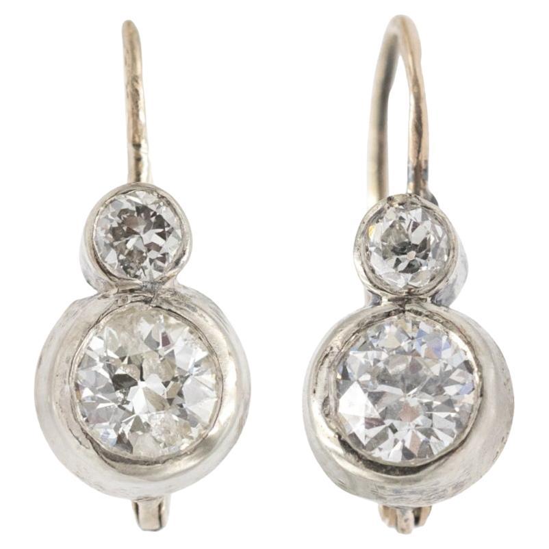 Boucles d'oreilles pendantes vintage avec 1,05ct de diamants, Autriche-Hongrie, circa 1900.